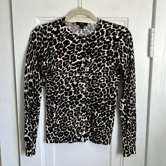 Crew Sweaters Jcrew Leopard Print Cardigan Poshmark